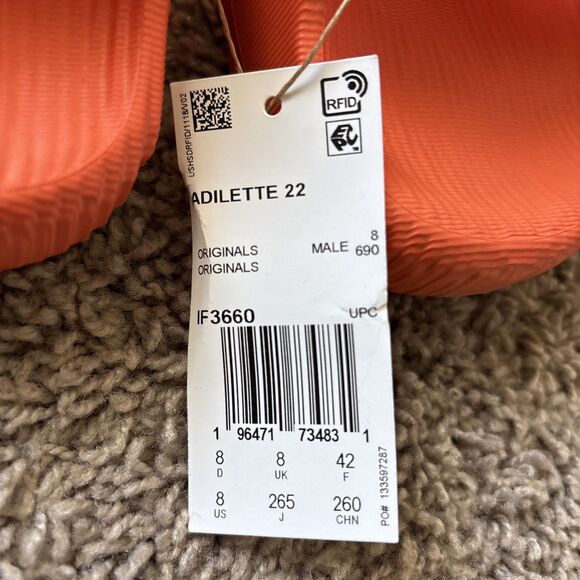 Adidas Adilette 22 Slide Slippers \'Orange\' New Size 8 Men’s Unisex Slip On New main image 4